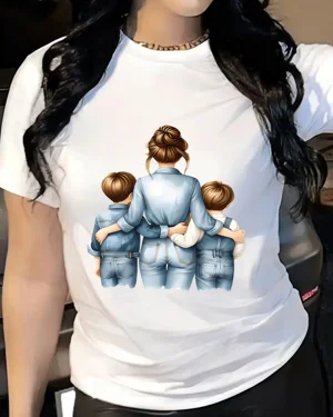 Mom with Two Sons Back View...