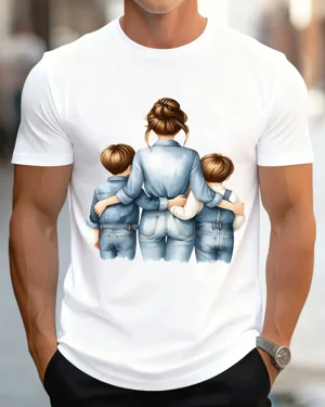 Mom with Two Sons Back View...