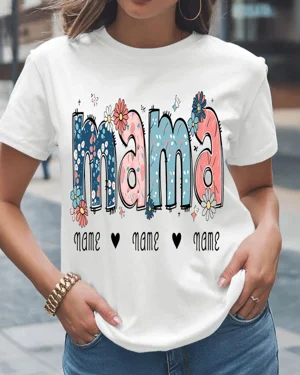 Mama Mom Floral Name Hearts...