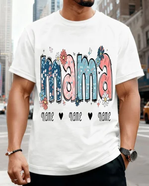 Mama Mom Floral Name Hearts...