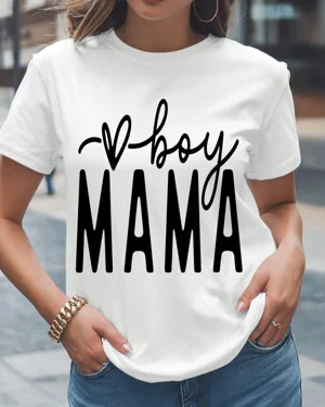 Boy Mama Mom Summer Cotton...