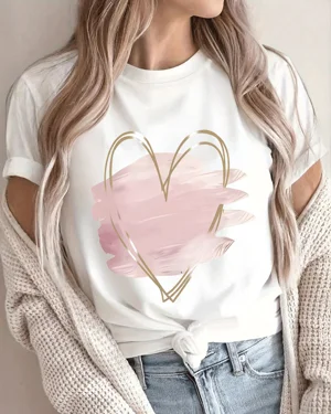 Pink Brushstroke Gold Heart...