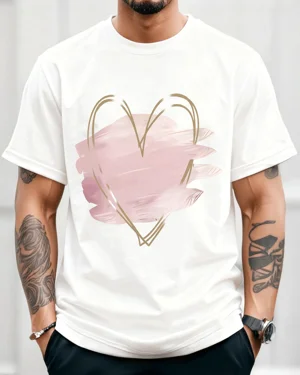 Pink Brushstroke Gold Heart...