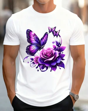 Purple Butterfly and Rose...
