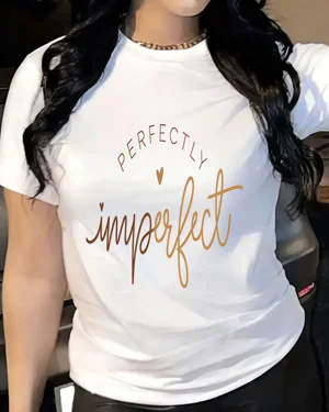 Perfectly Imperfect Heart Summer Cotton Graphic T Shirt - Casual Chic, Short Sleeve, Soft Fabric, Comfortable Fit