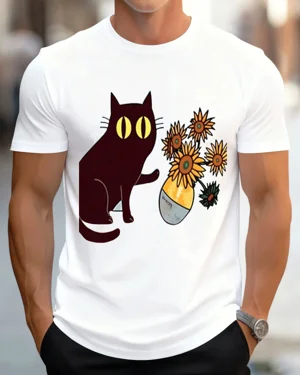 Black Cat with Sunflowers...