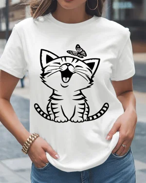 Smiling Cat with Butterfly...