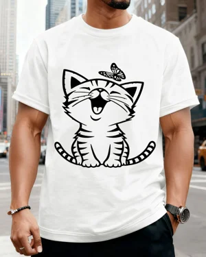 Smiling Cat with Butterfly...