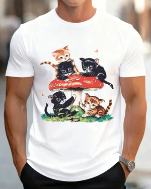 Playful Kittens on Mushroom...