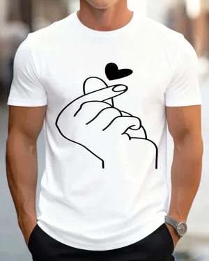 Finger Heart Line Art...