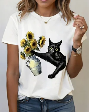 Black Cat with Sunflowers...