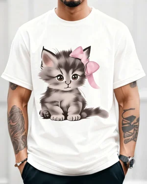 Cute Gray Kitten with Pink...