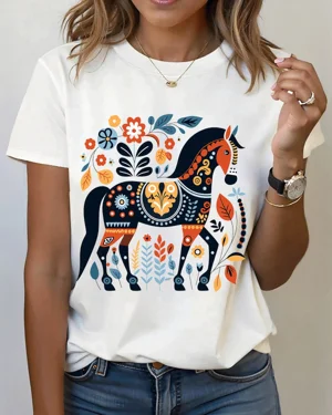 Folk Art Floral Horse...