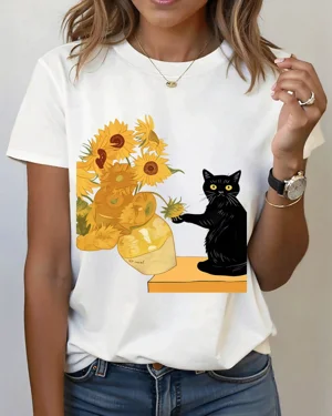 Black Cat and Sunflowers...