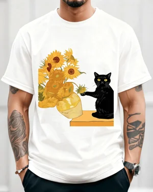 Black Cat and Sunflowers...