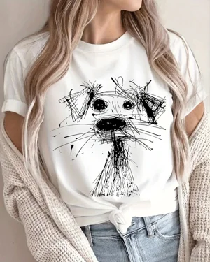 Scribble Sketch Dog Face...