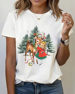 Girl and Reindeer Winter...