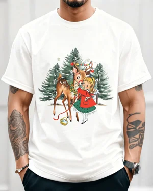 Girl and Reindeer Winter...