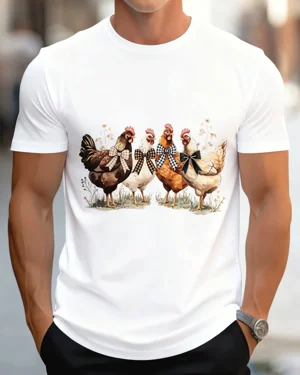 Four Chickens with Plaid...